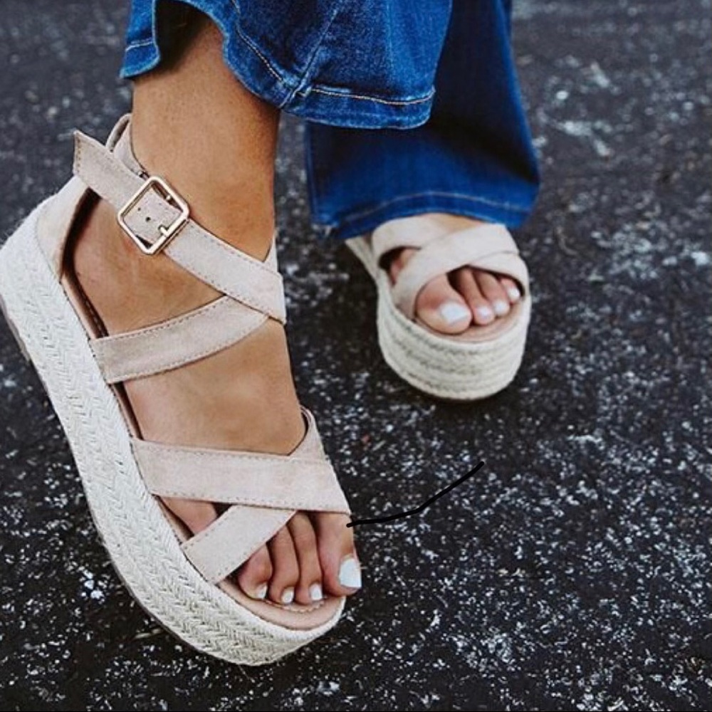 Natural Espadrille wedge platform